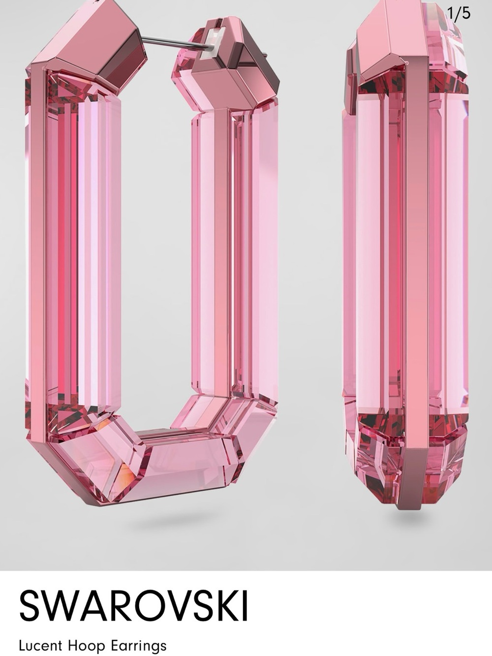 Swarovski Lucent Pink Crystal Geometric Hoop Earrings